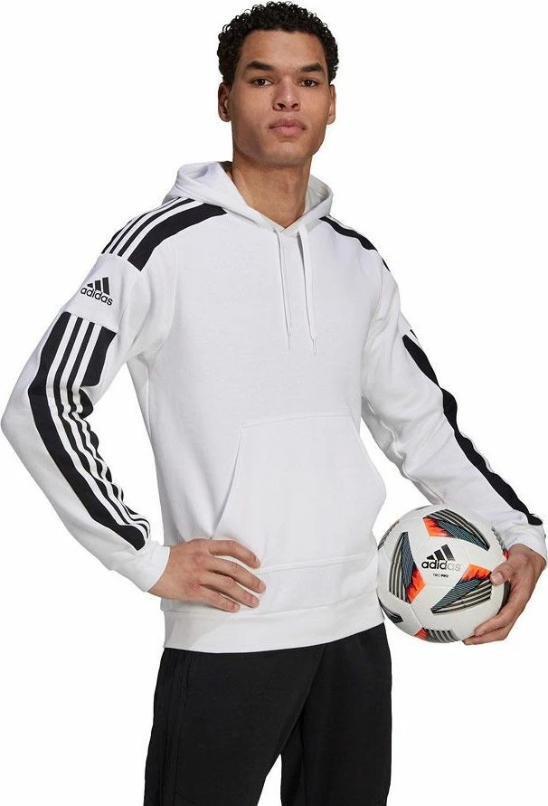 Duks me kapuç Adidas B14873, XL, me xhep, pa zinxhir, bardh e zi