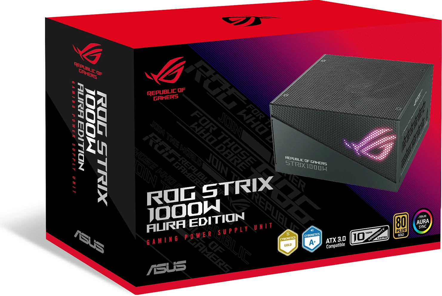 Furnizues rryme ASUS ROG STRIX 1000W Aura Edition, 80+ Gold, ATX 3.0, fully modular, i zi