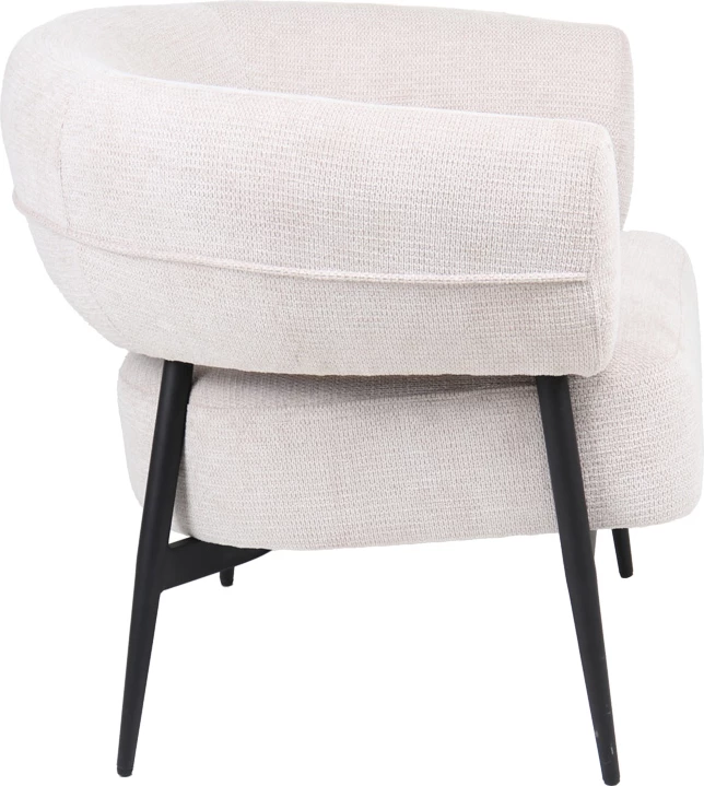 Fotel Penfel, material krem, këmbë metalike të zeza, 85x72x73cm