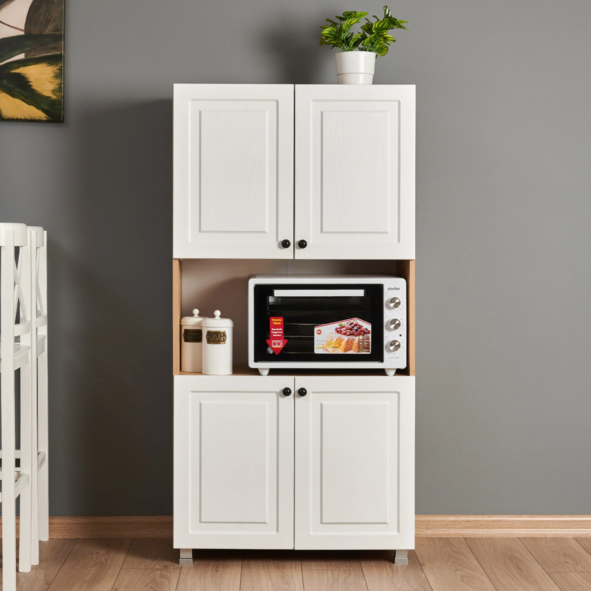 Dollap multifunksional Skye Decor, Tuvalle 019, ngjyrë lis safir dhe arre