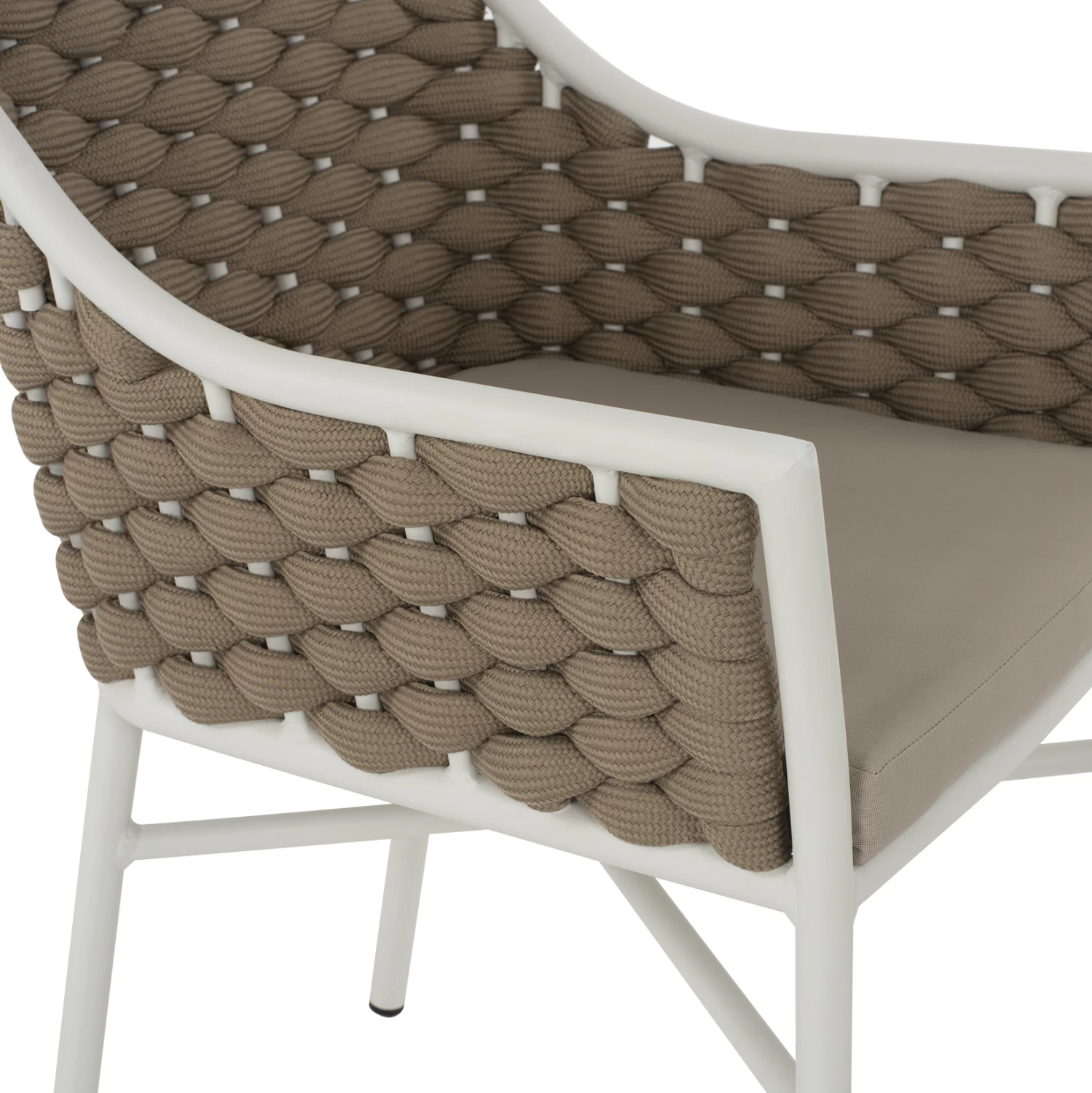 Karrige alumini FH5858.02 e bardhë me litar bezhë 56x58x76Hcm