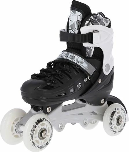 Patina 4-në-1 Nils Extreme NH10905, të rregullueshme 35-38, ABEC 7, rrota LED 72mm/82A, me frena, zi dhe bardhë