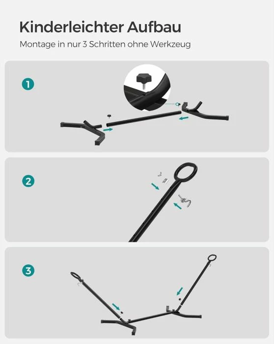 Hamak me kornizë SONGMICS/VASAGLE GHS001M01, 210x150 cm, kapacitet 240 kg, bezh (kornizë e zezë)