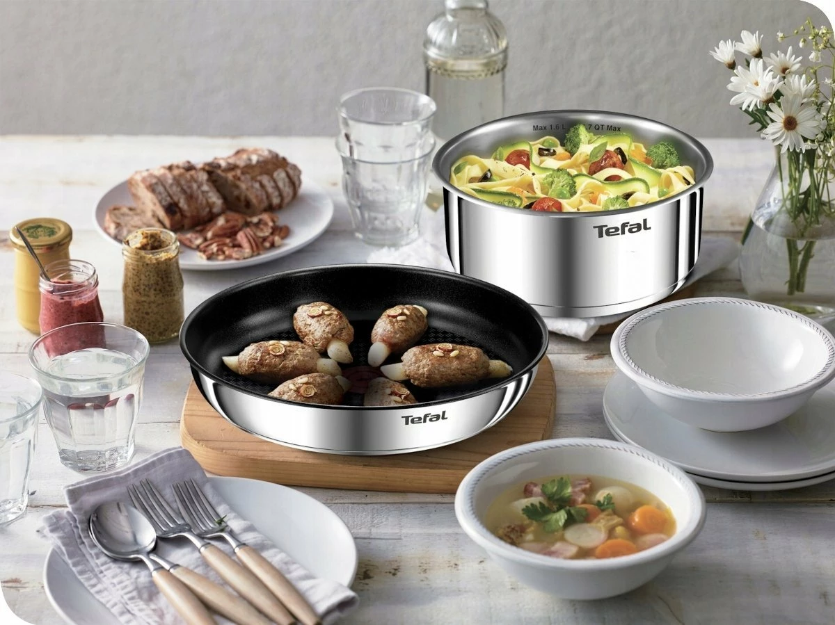 Set tiganësh dhe tenxheresh Tefal Ingenio Emotion L897S574, 5 copë, argjend