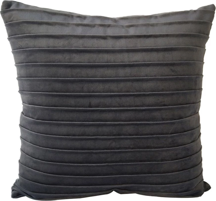 Jastëk dekorativ plisse, kadife, ngjyrë gri, 45x45cm