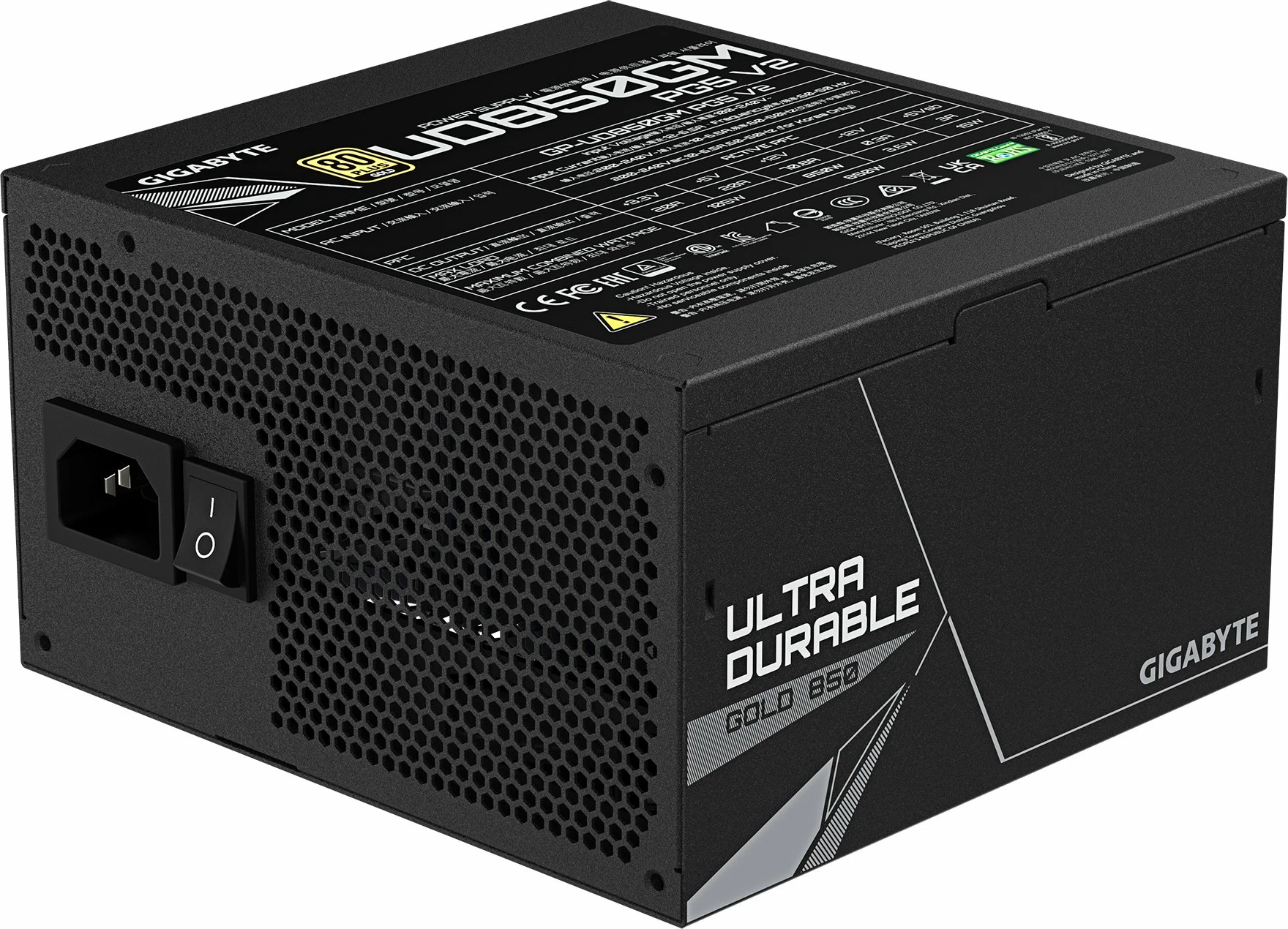 Furnizues rryme Gigabyte UD850GM PG5 V2 (GP-UD850GM PG5 V2) 850W, 80 Plus Gold, ATX 3.1, modular i plotë