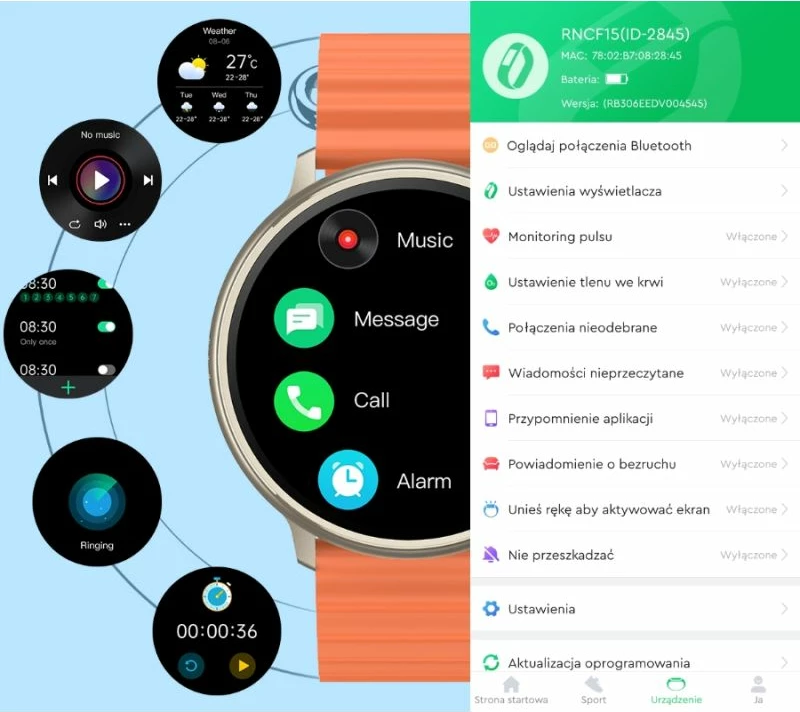 Smartwatch për femra Rubicon, titanium latte