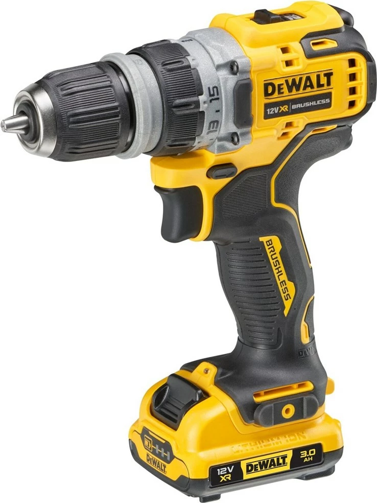 Makineri shpimi/vidash DeWalt DCD703L2T-QW, 12V, 3 Ah, 2 bateri, e verdhë
