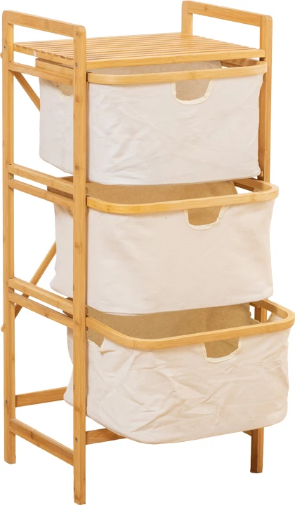 Raft dyshemeje Hanev, bambu, pëlhurë lino, ngjyrë natyrale-bezhë, 44x33x96cm