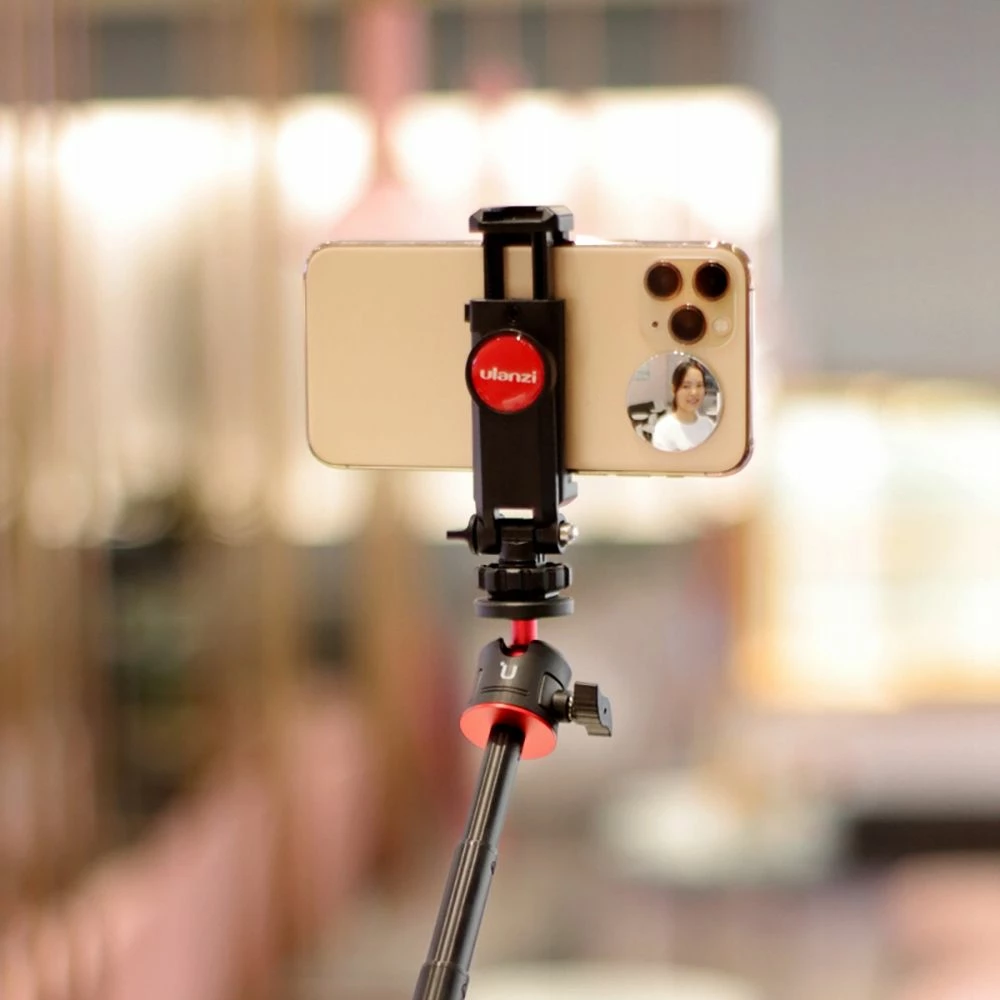 Pasqyrë selfie Ulanzi 2056, universale për celular/smartphone, Ø3 cm, ngjitje me shirit dy-anësh, argjendtë