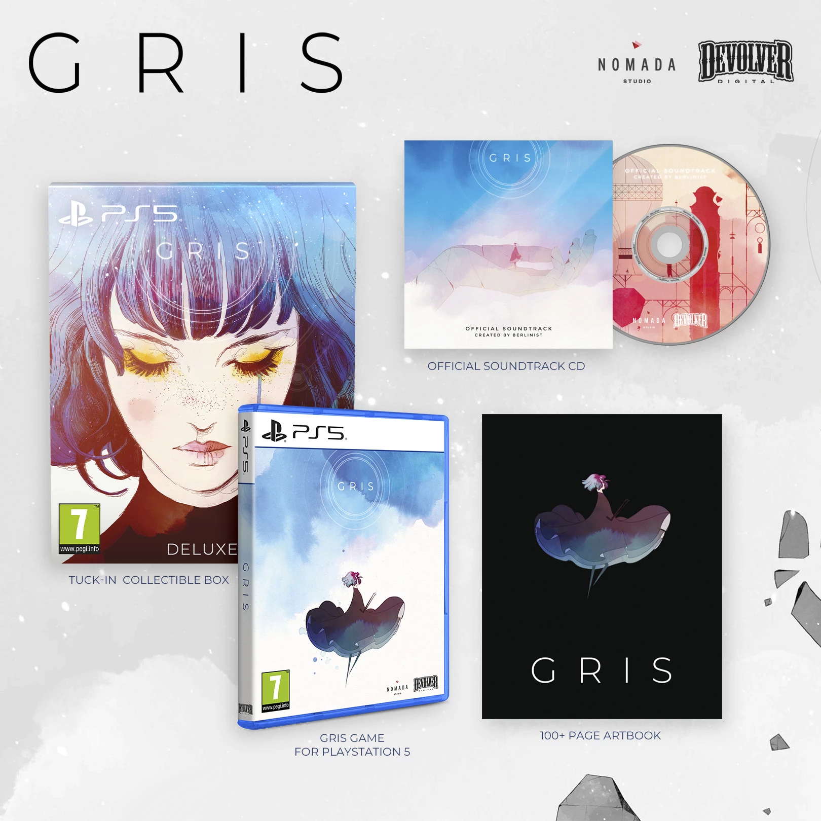 Lojë PS5 Devolver Digital GRIS Deluxe Edition (PEGI 7), set me art book + CD soundtrack + kuti koleksionuese