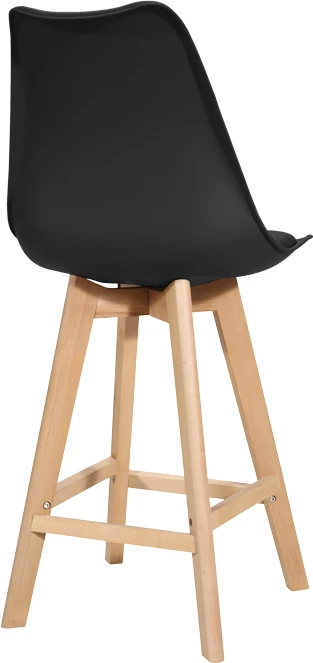 Karrige për bar Gaston, ngjyrë e zezë pp-pu dhe këmbë druri natyrale, 56x48.5x104cm