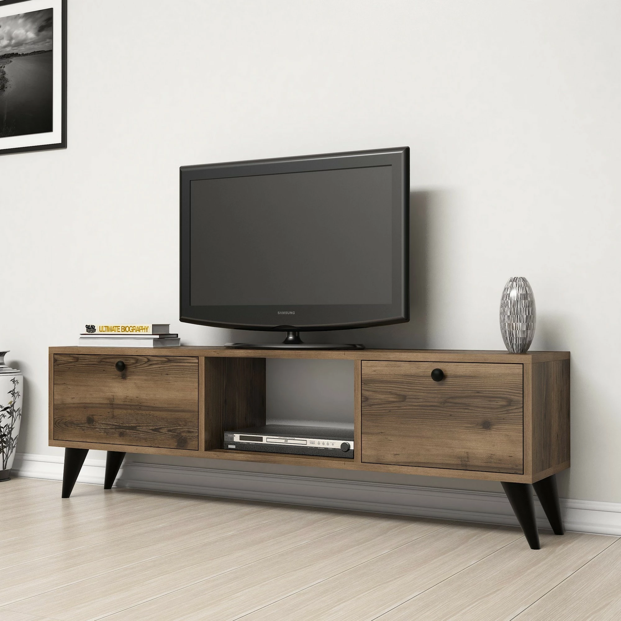 Komodë TV Hanah Home, Serenat 1210, ngjyrë arrë dhe e zezë