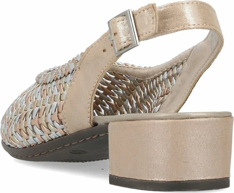 Sandale femra Rieker 47078-90, bezh metalike