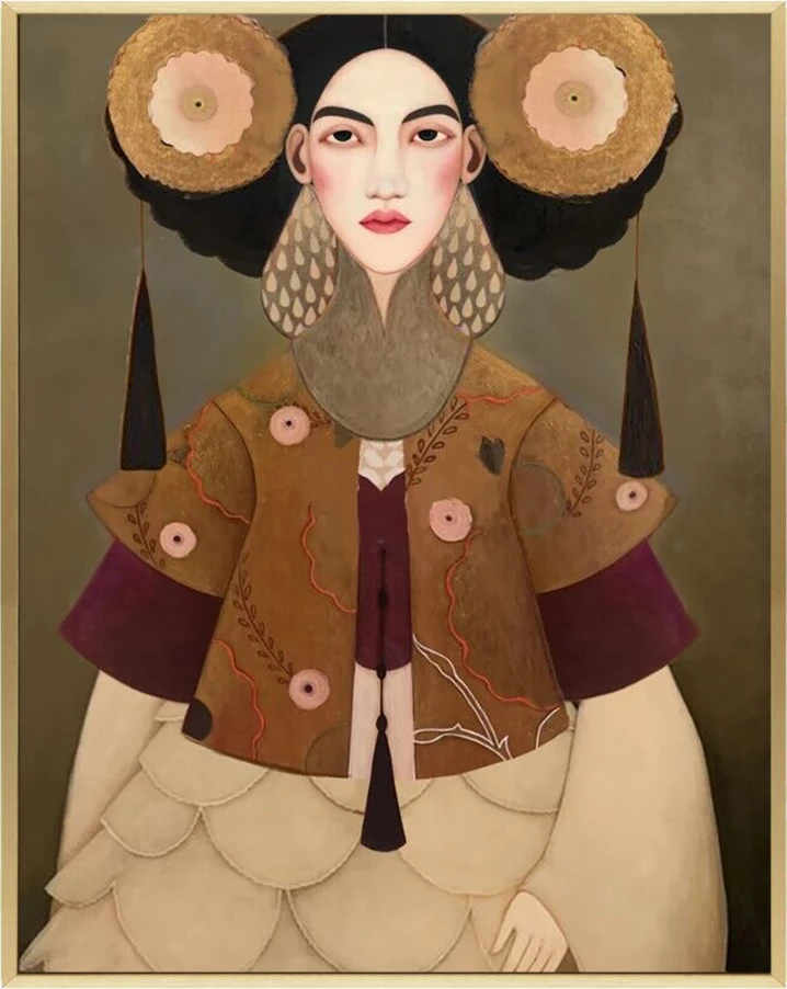 Pikturë dekorative NORI, kanavacë, shumëngjyrëshe, kornizë druri, ar, 80x100x5cm