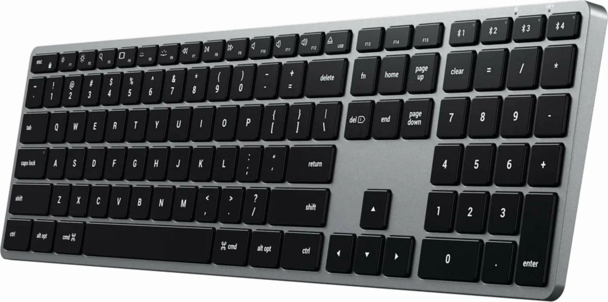 Tastierë Satechi Slim X3 ST-BTSX3M, Bluetooth wireless, US layout, me ndriçim, me numpad, e zezë/gri