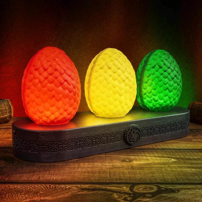 Llambë tavoline Paladone House of the Dragon Egg Light 30 cm, 3 mënyra ndriçimi, reagim me muzikë, USB/3x AAA, 3 vezë, shumëngjyrëshe