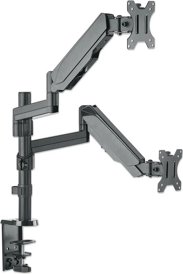 Mbajtëse tavoline për dy monitorë MANHATTAN, krah me gas spring, 17"-32", VESA 75x75/100x100, deri 8kg, gri