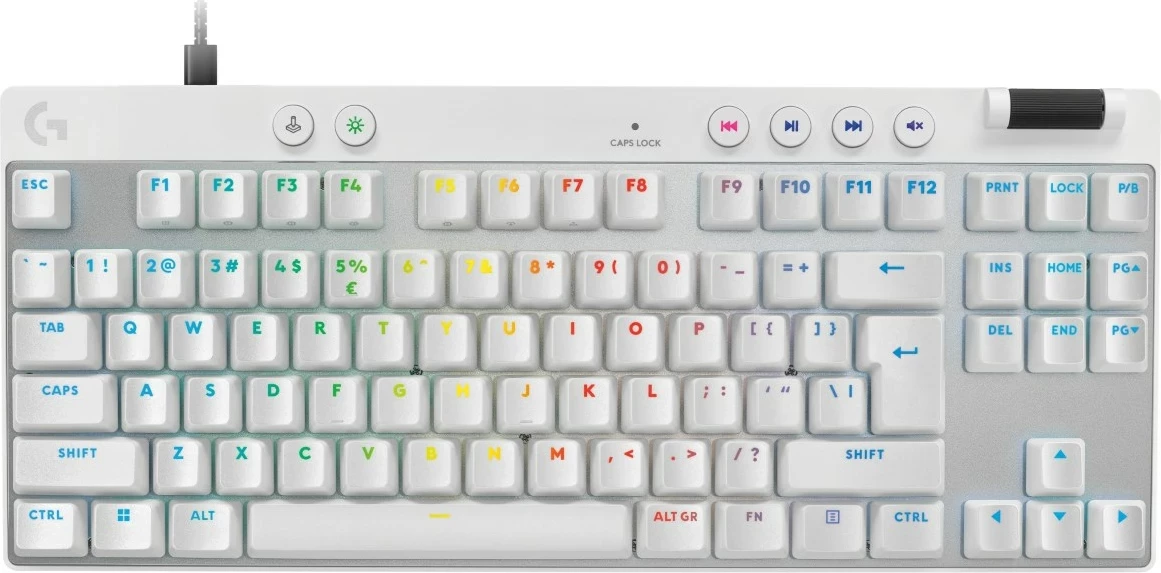 Tastierë gaming Logitech G PRO X TKL Rapid, me kabllo, QWERTY US International, Bardhë