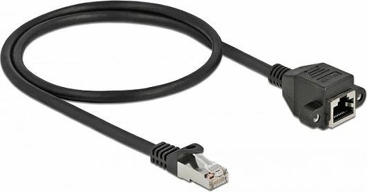 Kabllo rrjeti DeLOCK Cat6A S/FTP, RJ45 mashkull-në-femër, 0.5 m, e zezë