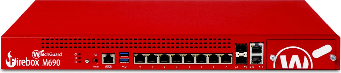 Firewall WatchGuard Firebox M690, 10x RJ-45, 10GbE, ngjyrë e kuqe