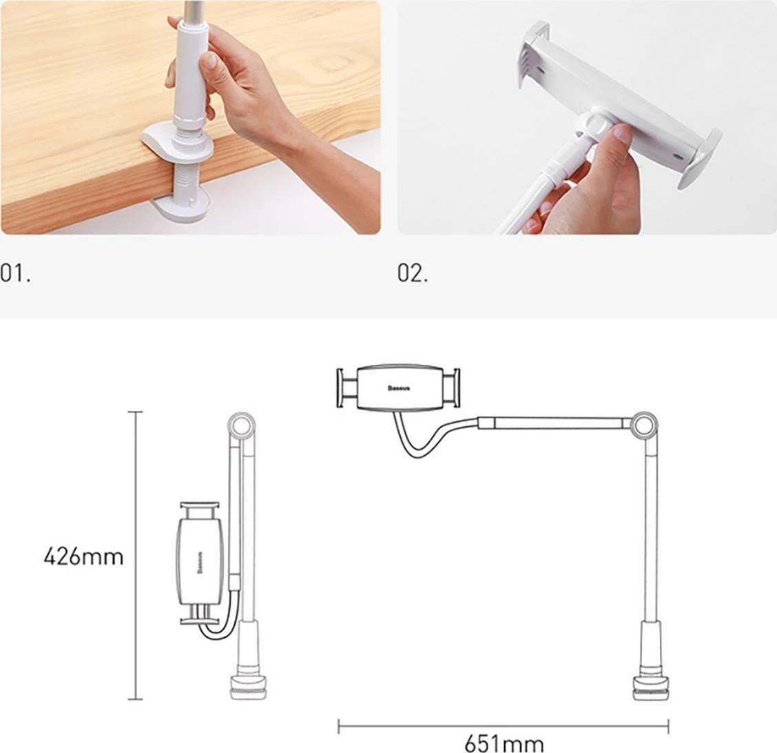 Mbajtëse universale për tablet/telefon Baseus Otaku LUZQ000013, 360° rrotullim & 180° rregullim, gri