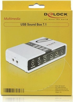 Kartelë zëri USB DeLOCK Sound Box 7.1, 48 kHz, argjendtë/zi