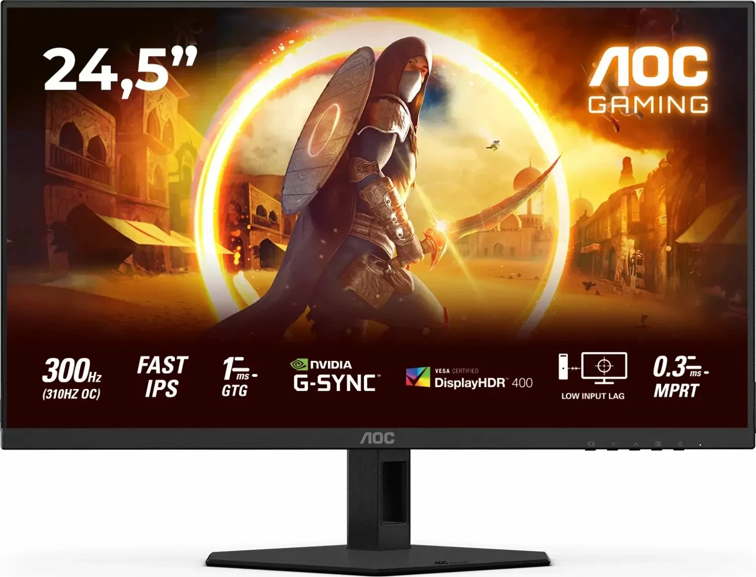 Monitor gaming AOC 25G4SRE 24.5\" Full HD IPS 300Hz (310Hz OC) 0.3ms MPRT HDR10 i zi