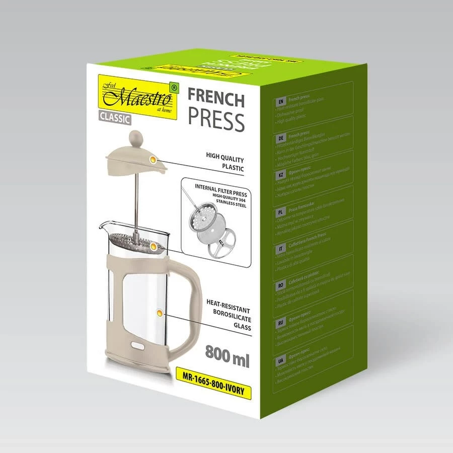 French press Maestro MR-1665, 800 ml, Ivory
