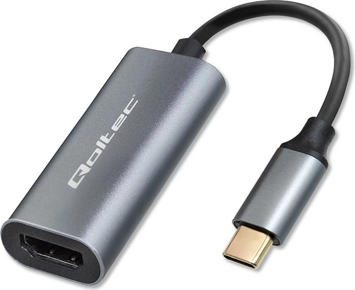 Adapter USB-C në HDMI Qoltec 50331, 4K 60Hz, alumini, zi/grafit