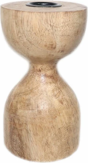 Mbajtëse qiriri prej druri, natyrale, CINTURA, 8x8x13cm