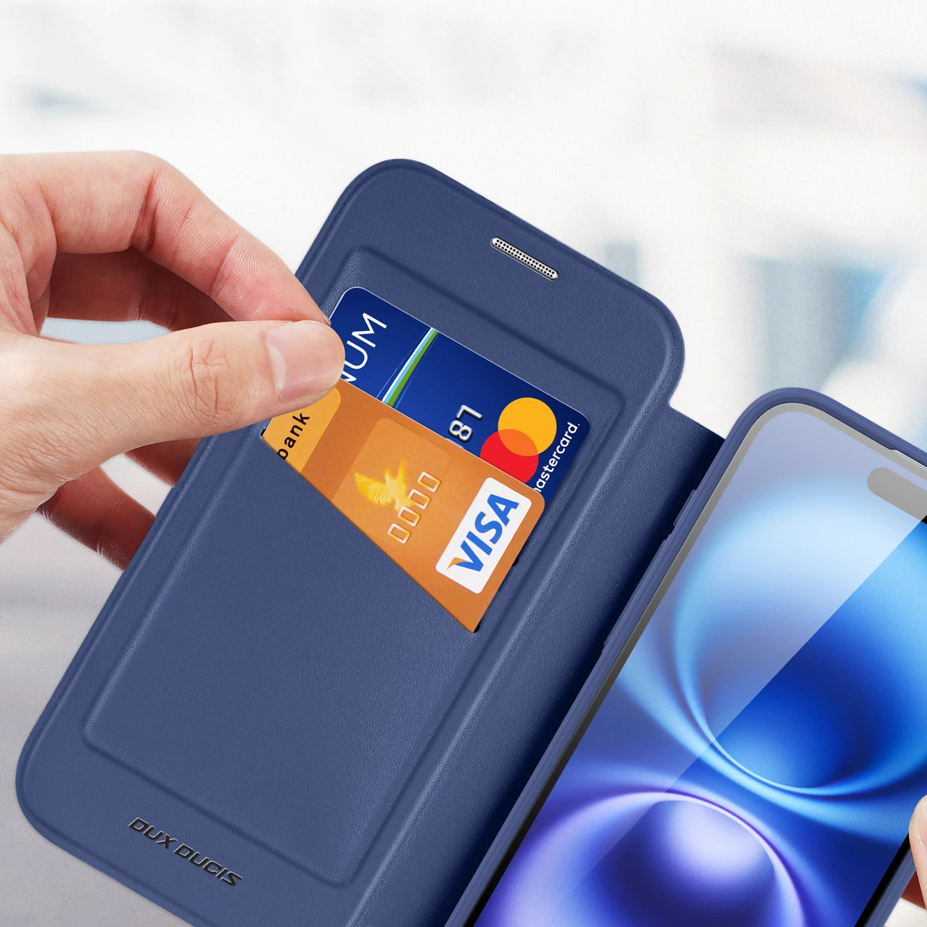 Mbështjellës Dux Ducis Skin X Pro për iPhone 17 Air me MagSafe dhe portofol, Kaltër