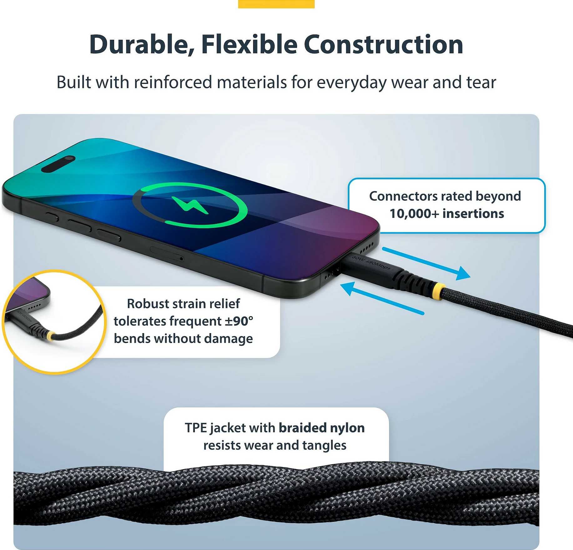 Kabllo USB-C në USB-C StarTech, 1m, PD 60W (3A), USB 2.0, braided nylon, e zezë