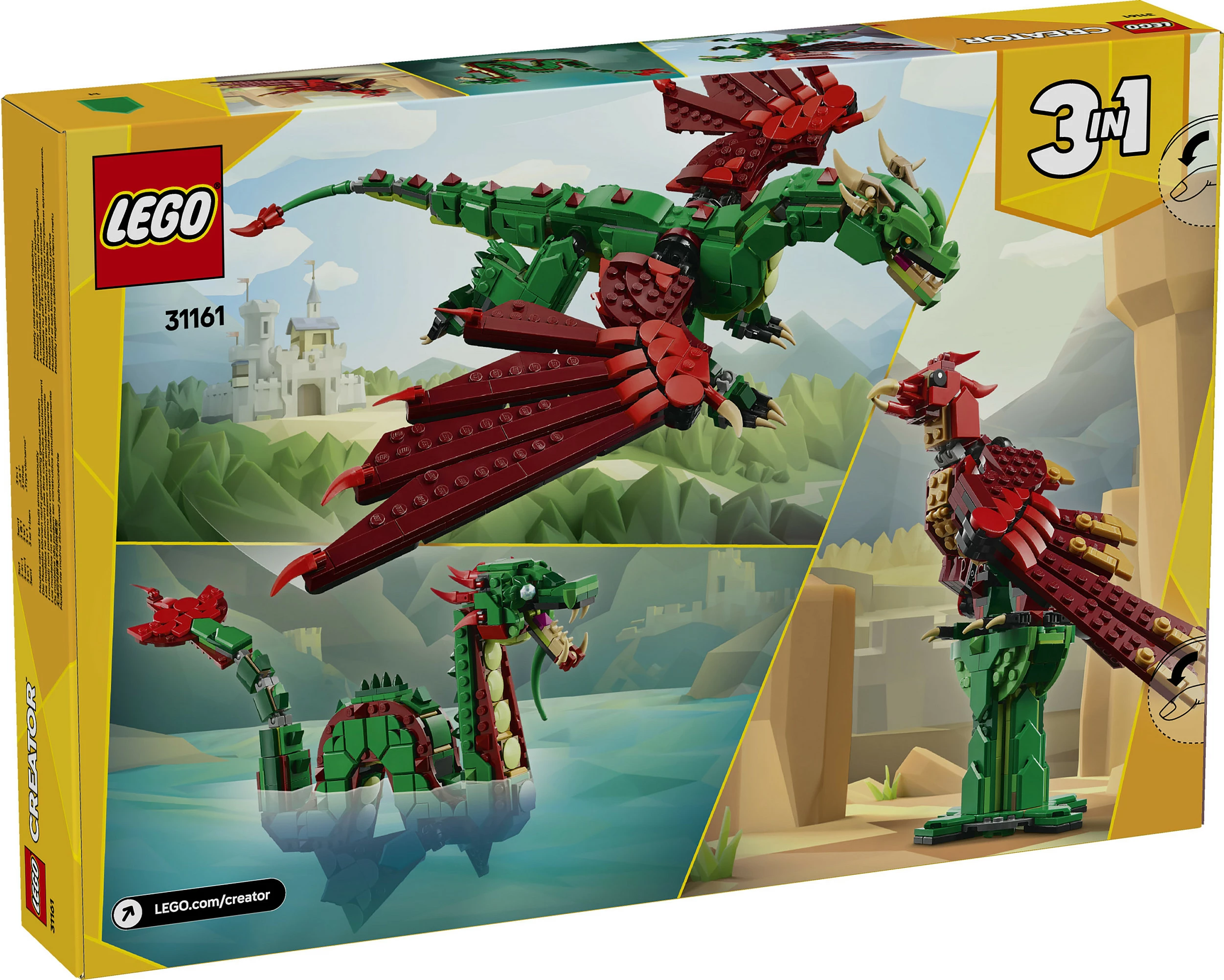 Set ndërtimi LEGO Creator Green Dragon 31161, shumëngjyrësh