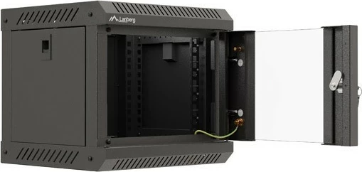Kasë RACK LANBERG 10" 4U, e zezë, dyer xhami