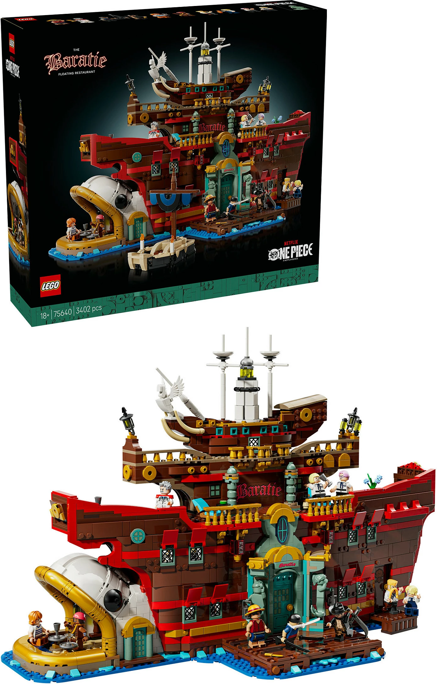 Set ndërtimi LEGO ONE PIECE The Baratie Floating Restaurant 75640, 3402 copë, 18+, multikolor
