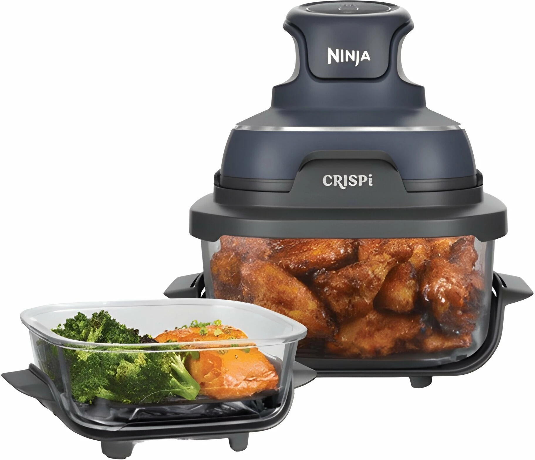 Fritezë me ajër Ninja CRISPi FN101EUGY 3.8L 1700W, gri, set me enë 3.8L + 1.4L