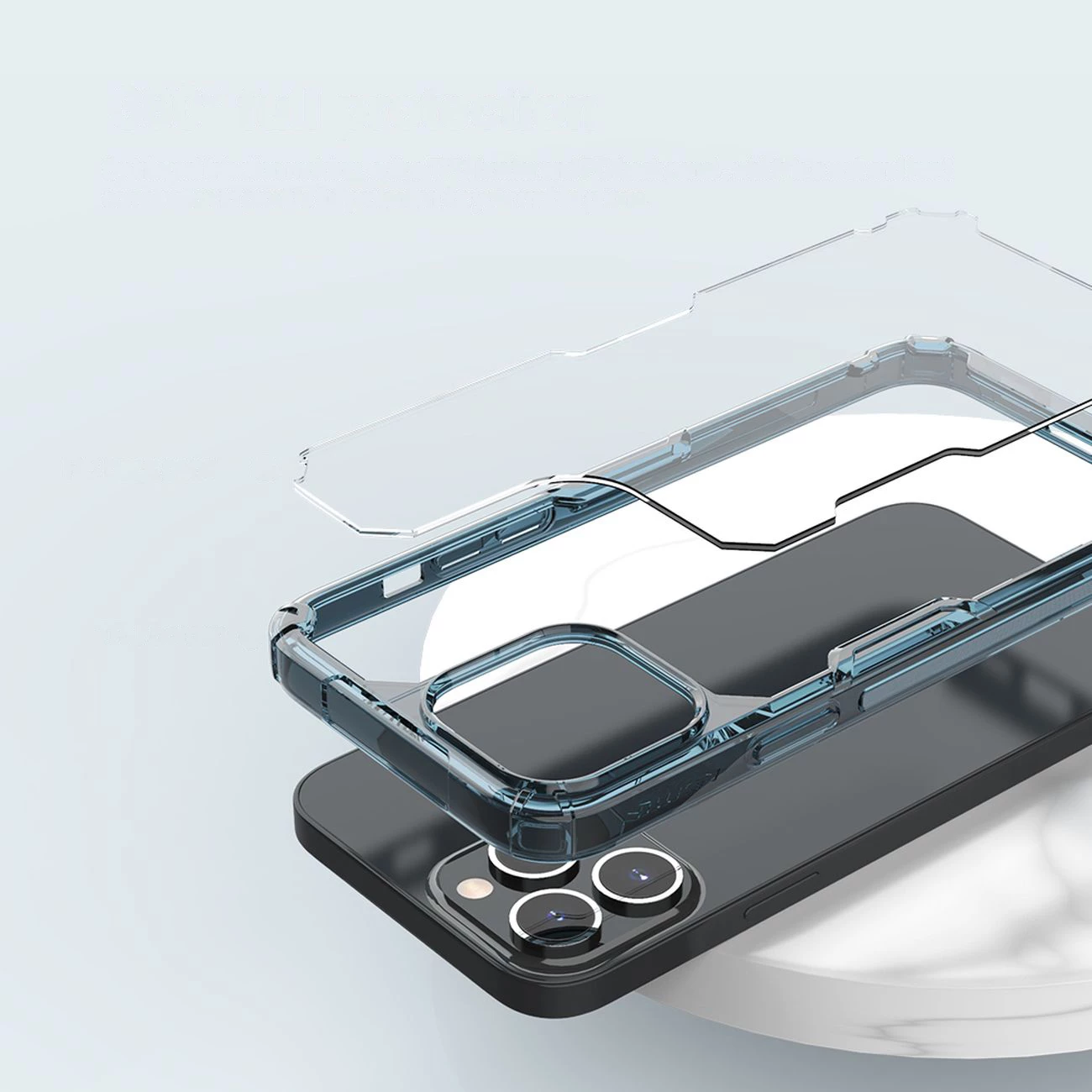Mbështjellës Nillkin Nature Pro për iPhone 14 Pro Max, i blinduar, Blu/Transparent