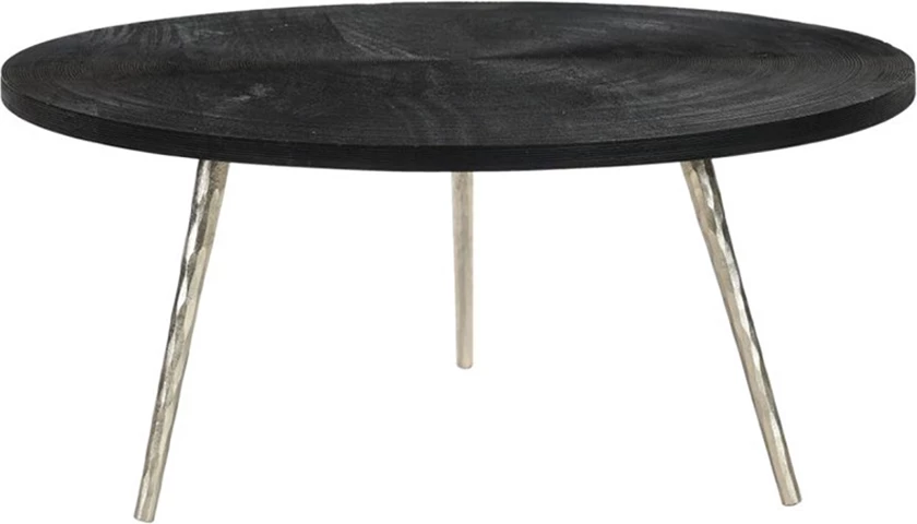 Tavolinë kafeje Zen, ngjyrë e zezë dhe argjend, 91x91x40