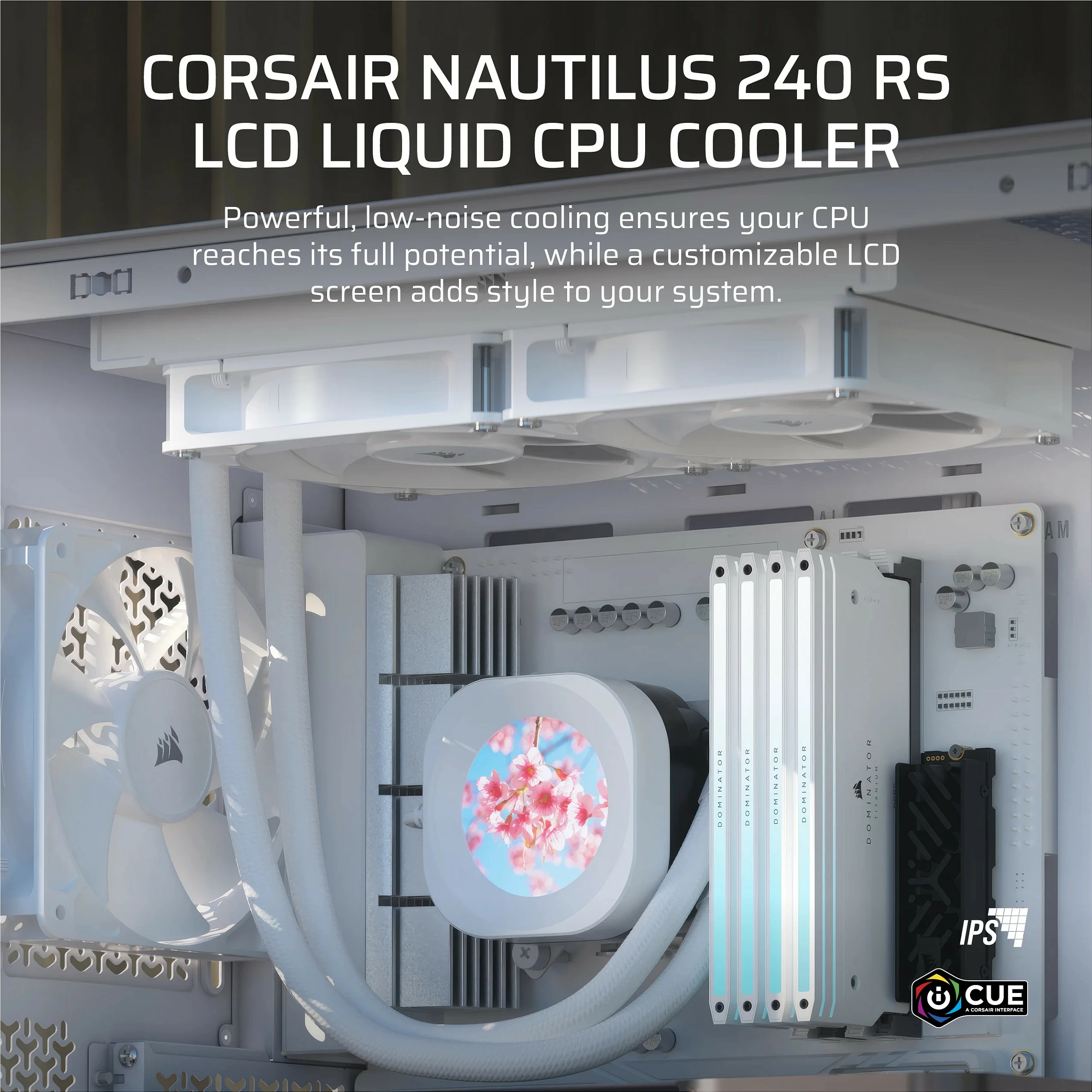 Ftohës uji AIO Corsair Nautilus 240 LCD, radiator 240mm, i bardhë
