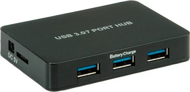 Hub USB VALUE 7-portësh USB 3.2 Gen 1 me adaptor rryme, i zi