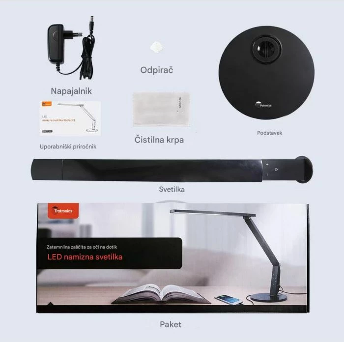 Llambë tavoline LED TaoTronics Stella TT-DL10, 4 mënyra ndriçimi, dimmable, USB 5V/1A, 70 cm, e zezë