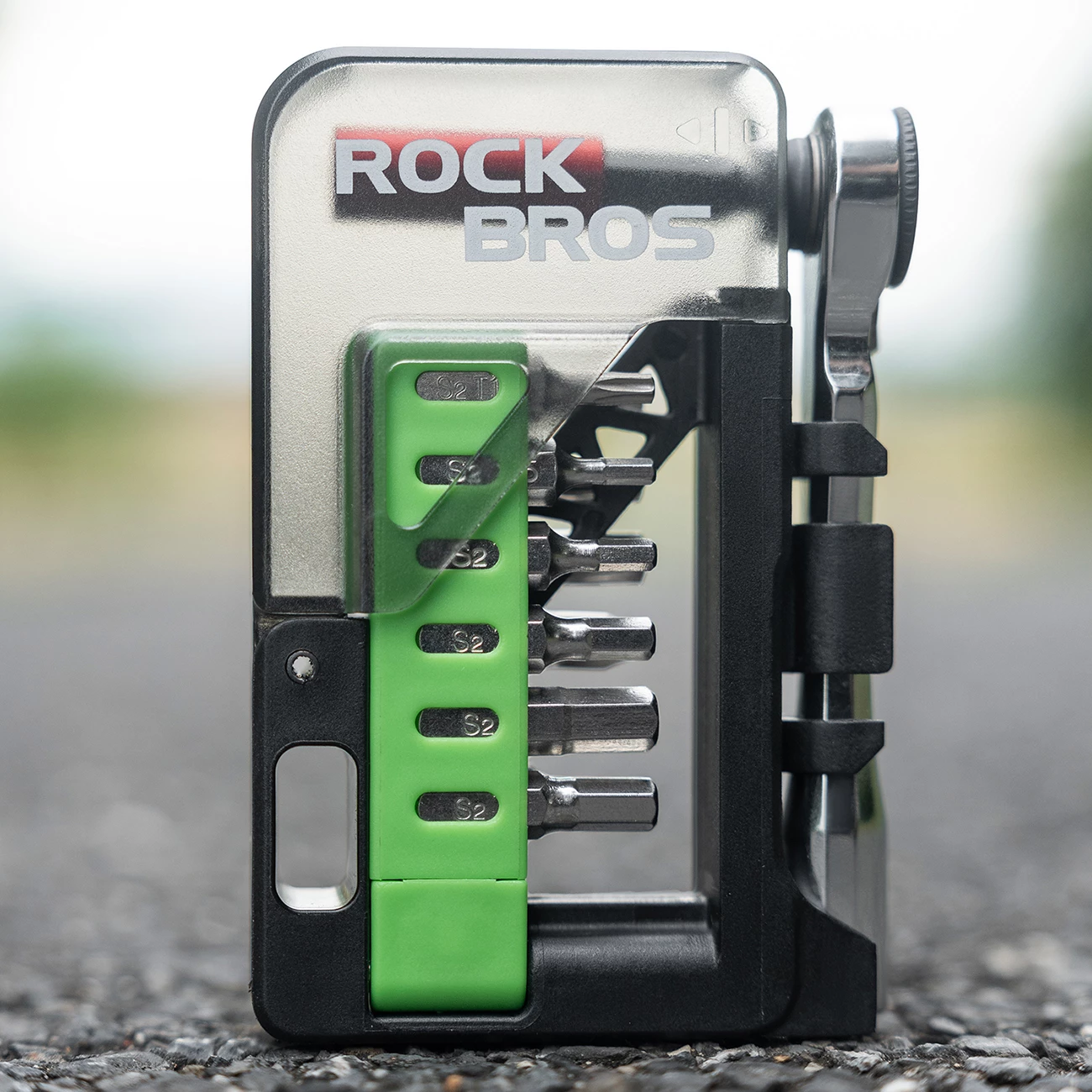 Set veglash për biçikletë Rockbros Mini Ratchet Tool Set, 12 bita, gjelbër transparent