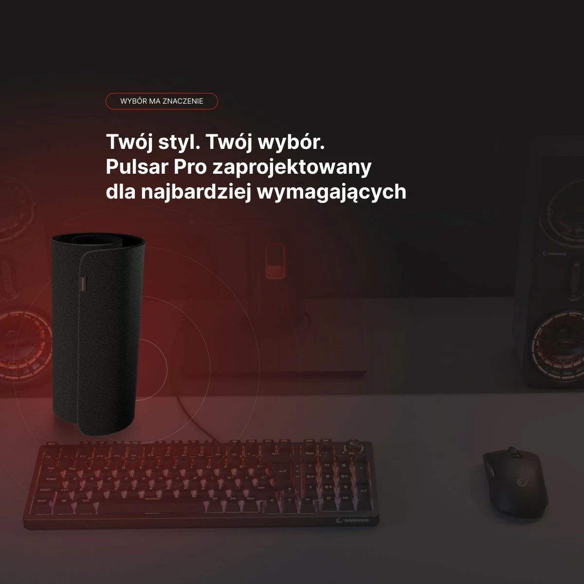 Mauspad Rampage Pulsar Pro XXL, 90x40 cm, tkaninë jacquard, e zezë