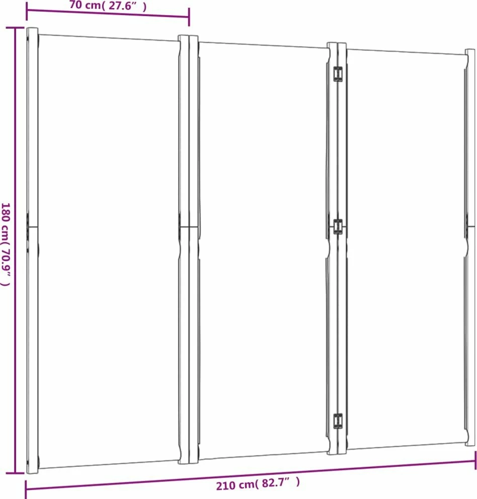 Paravan palosës vidaXL 3 panele 210x180 cm, dru akacie + tekstilene, gri e çelët