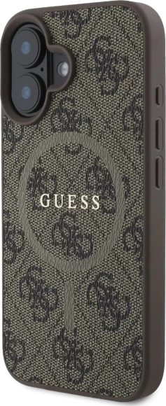 Mbështjellës Guess 4G Ring Classic Logo MagSafe për iPhone 16, Kafe