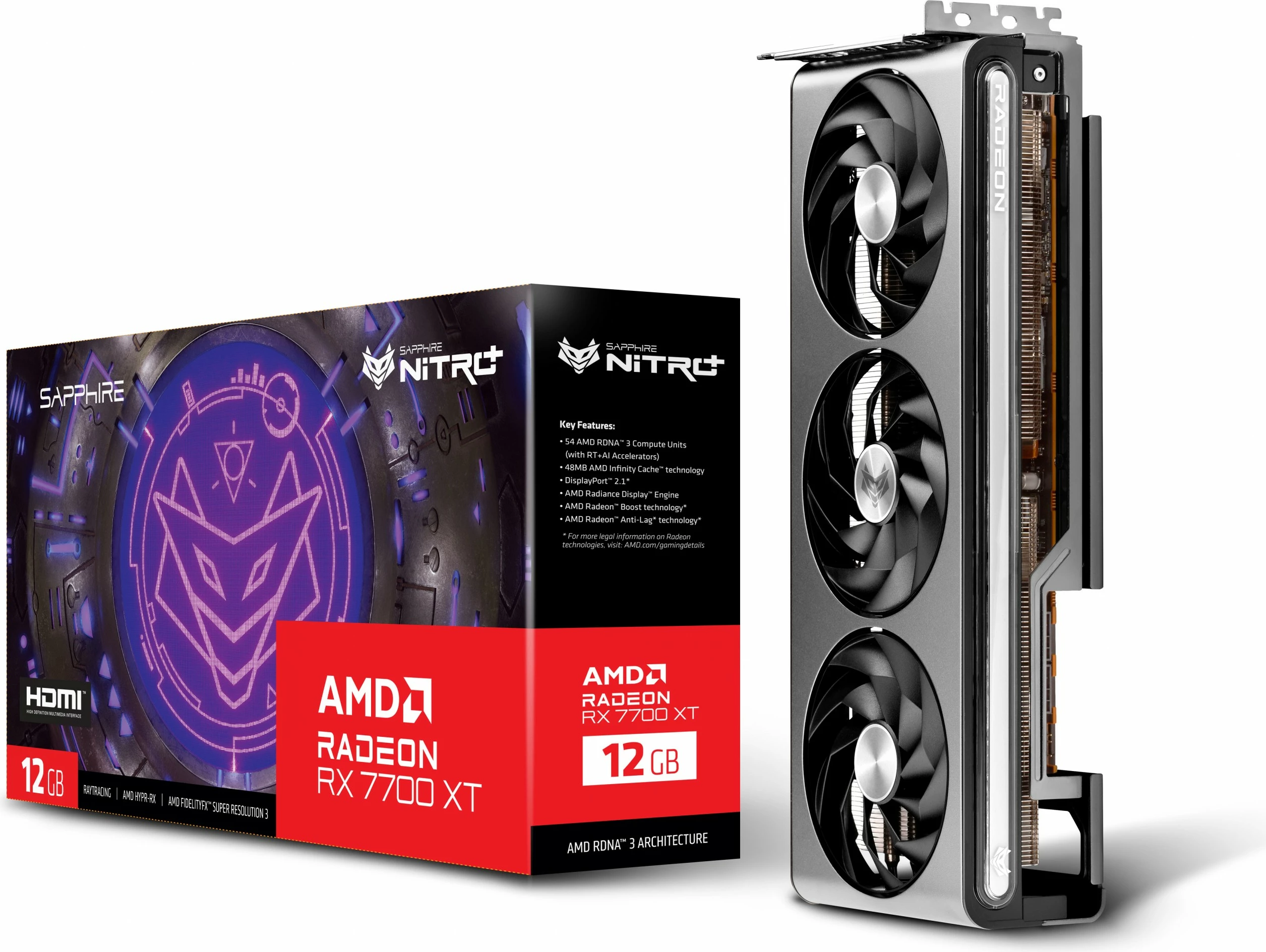Kartelë grafike Sapphire NITRO+ Radeon RX 7700 XT, 12GB, GDDR6, PCI Express x16, Multikolor