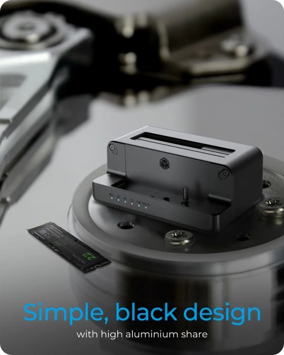 Stacion dokimi dhe klonimi ICYBOX IB-2914MSCL-C31, USB 3.2 Gen 2, për M.2 NVMe dhe 2.5/3.5\" SATA SSD/HDD, e zezë