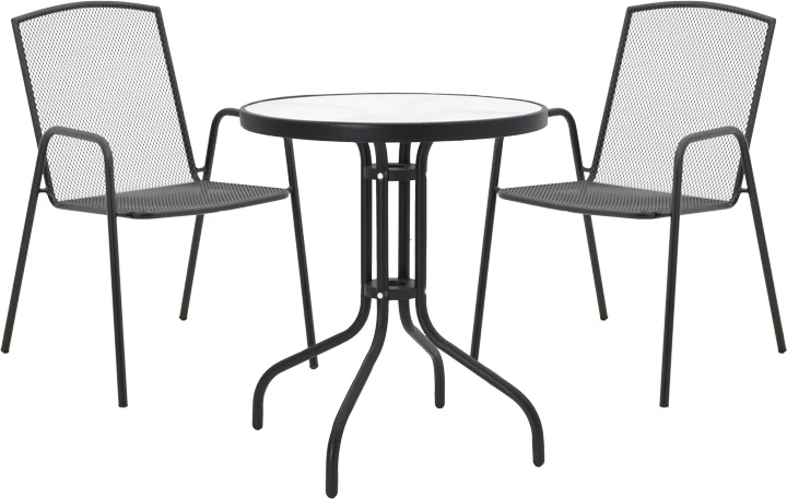Set tavoline me karrige për terasë, metal i zi, Watson-Pomedon, 3 copë
