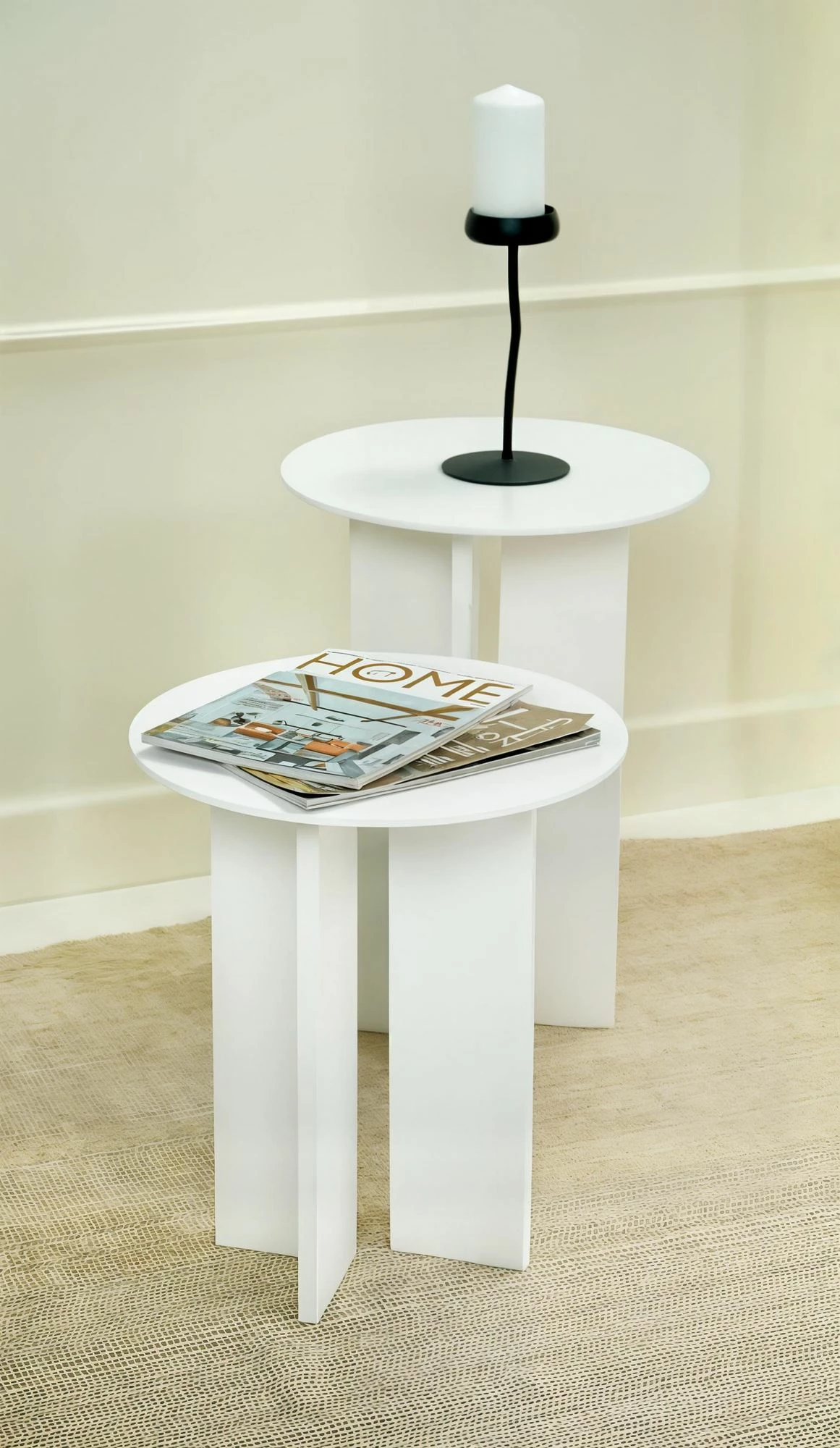 Set tavolinash kafeje Skye Decor, Leo (55 + 45), e bardhë